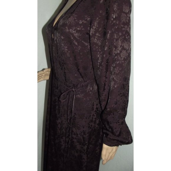 H&M Size 6 Plum Wine Jacquard Weave True Wrap Long Sleeve Wrap Midi Dress - Picture 9 of 10